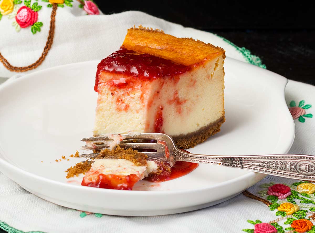 cheesecake-new york, mermelada de fresas, tarta de queso