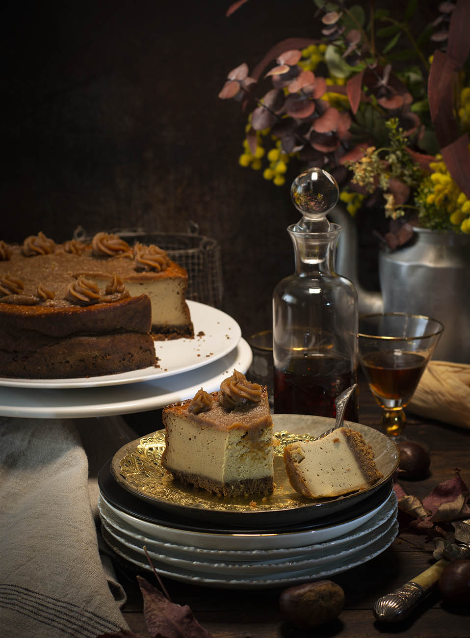 tarta de queso de castañas