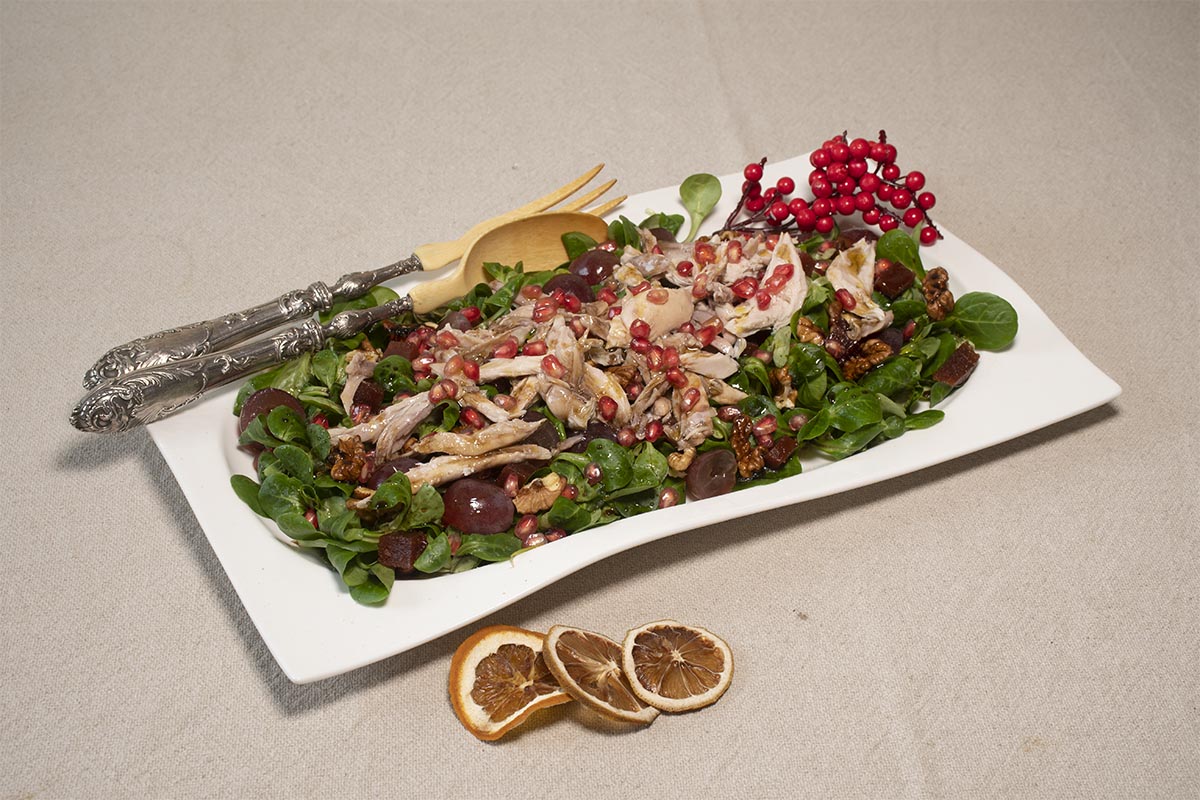 ensalada de granada y perdiz escabechada