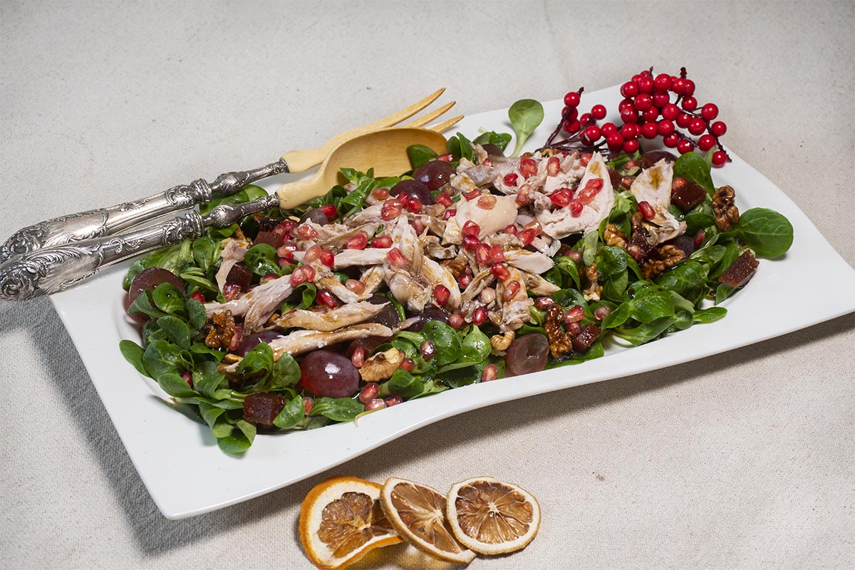 ensalada de granada y perdiz escabechada