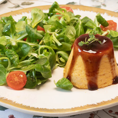 flan de zanahorias y queso de cabra