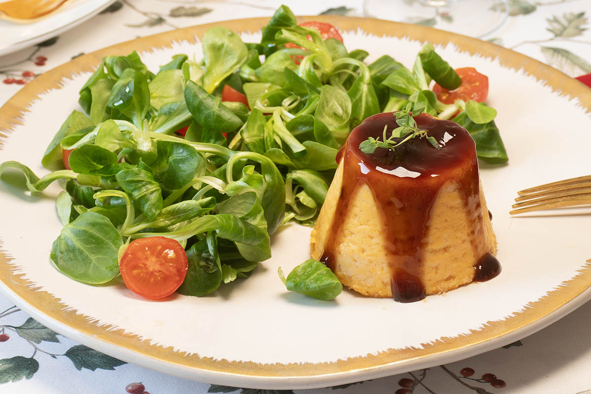 flan de zanahorias y queso de cabra