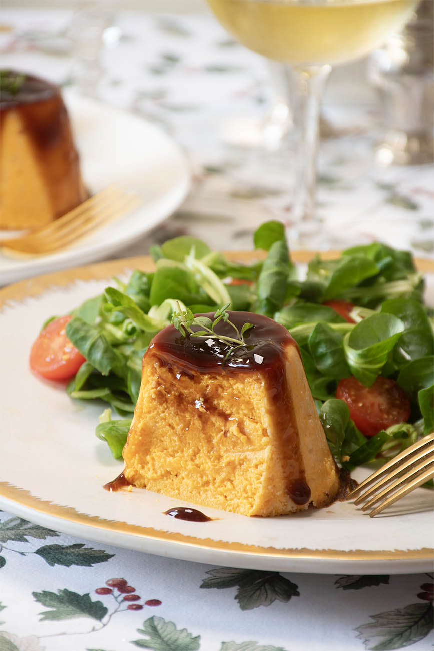 flan de zanahorias y queso de cabra