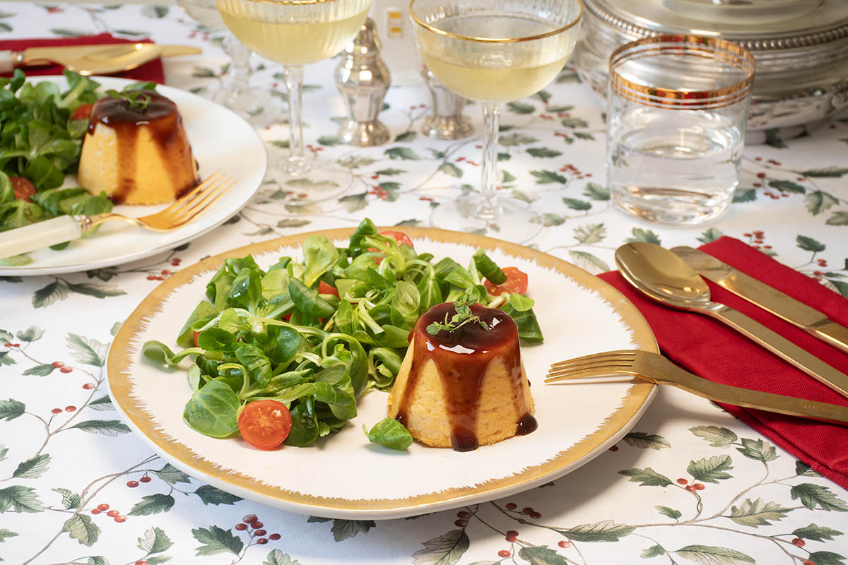 flan de zanahorias y queso de cabra