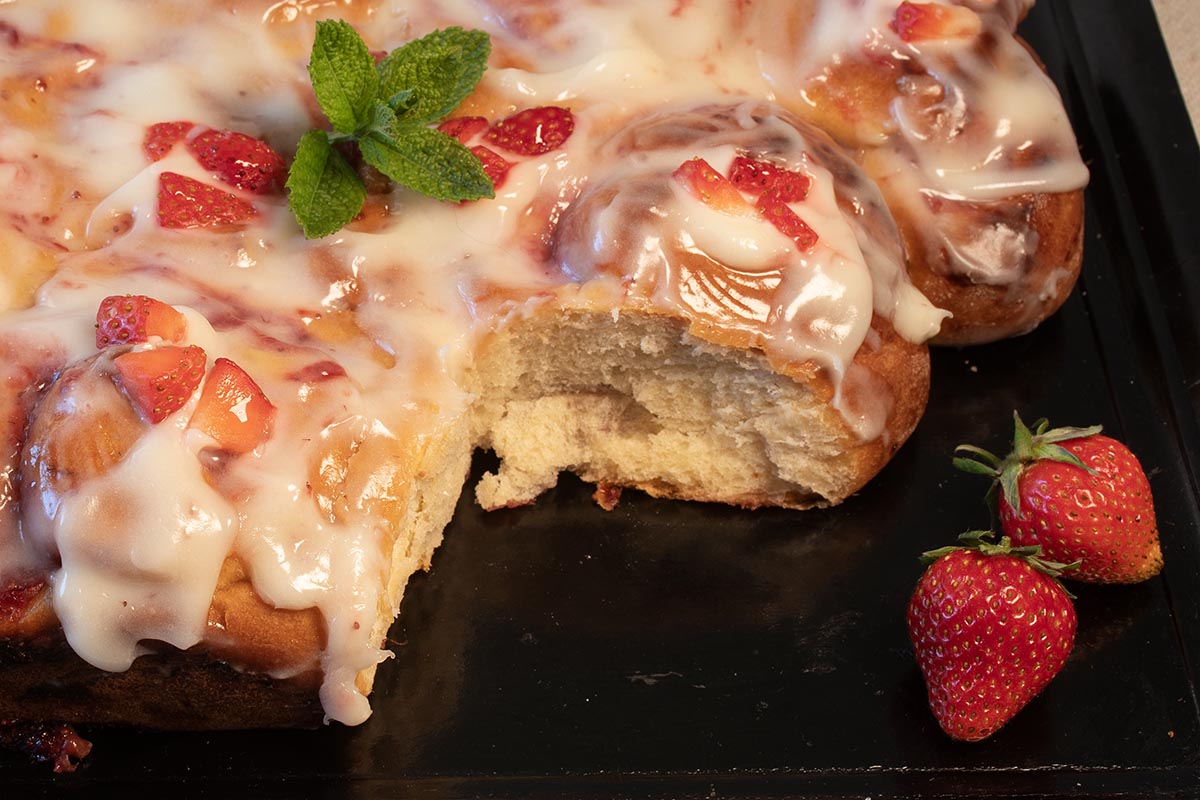 rollos de fresas glaseados