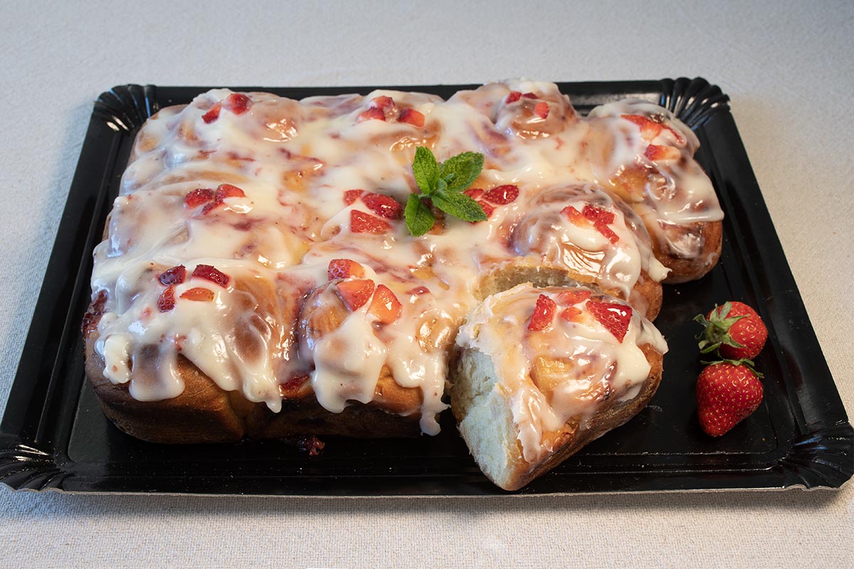 rollos de fresas glaseados