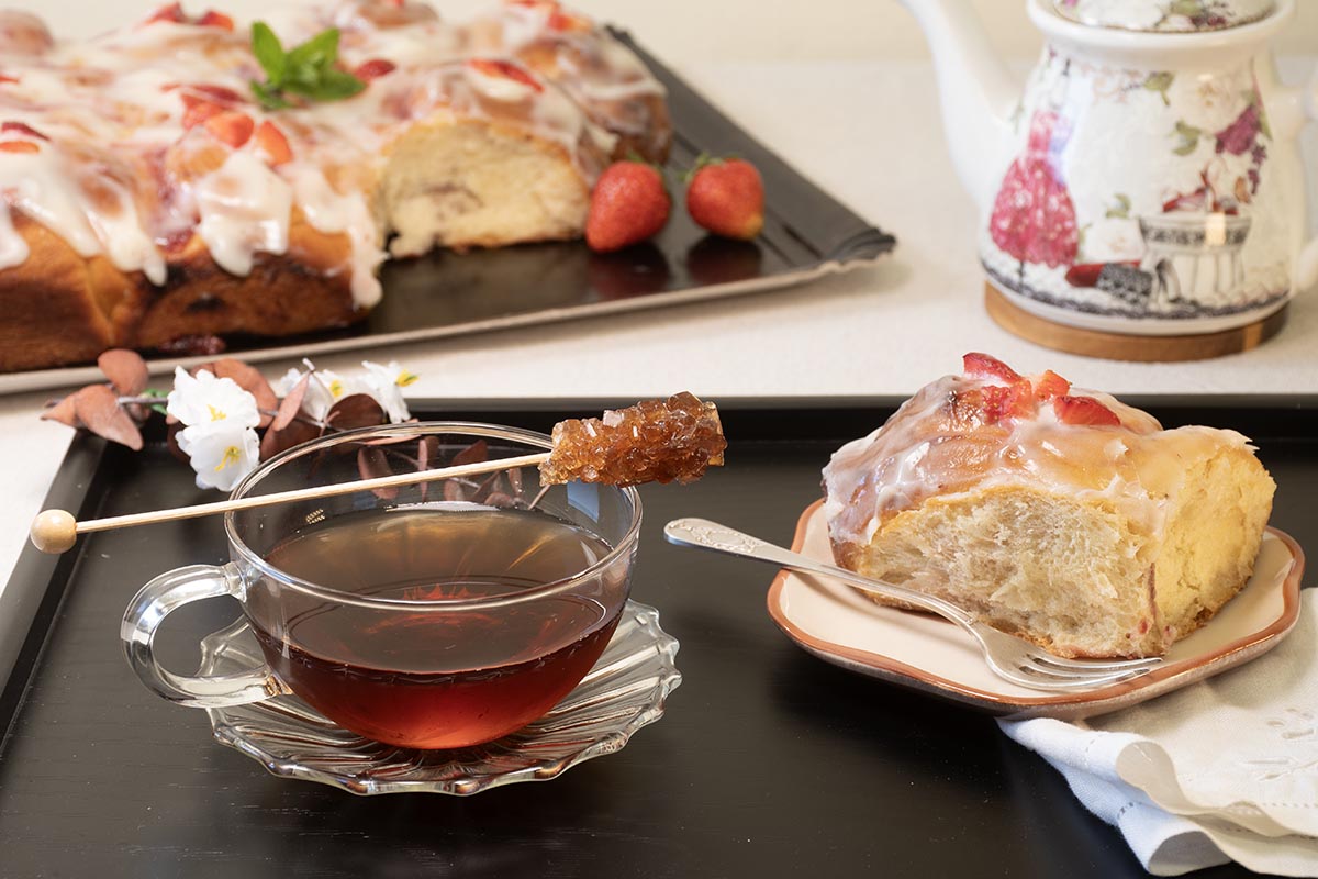 rollos de fresas glaseados