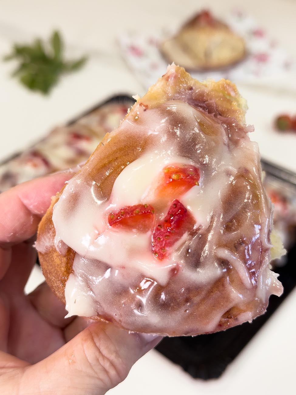 rollos de fresas glaseados