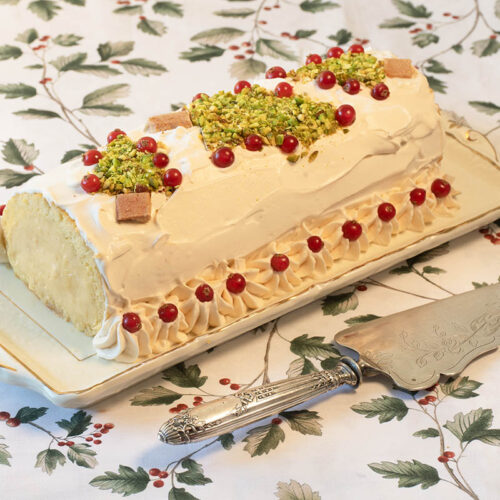 tronco de navidad de crema y turron