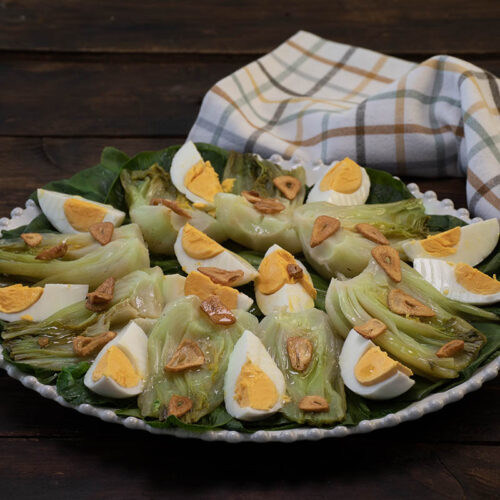 Ensalada Templada de Pak Choi con Ajada, Fácil y Deliciosa